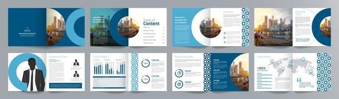 Corporate business presentation guide brochure template, Annual report, 16 page minimalist flat geometric business brochure design template, square size. vector