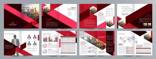 Corporate business presentation guide brochure template, Annual report, 16 page minimalist flat geometric business brochure design template, A4 size. vector