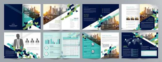 Corporate business presentation guide brochure template, Annual report, 16 page minimalist flat geometric business brochure design template, A4 size. vector