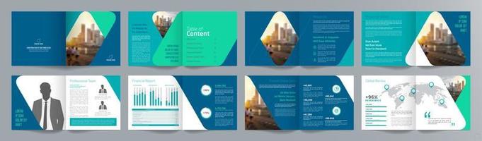 Corporate business presentation guide brochure template, Annual report, 16 page minimalist flat geometric business brochure design template, square size. vector