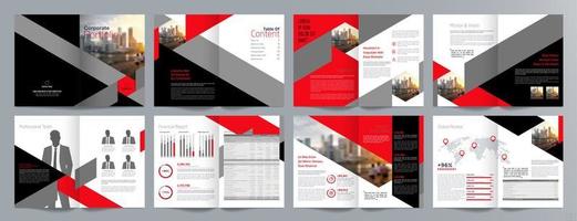 Corporate business presentation guide brochure template, Annual report, 16 page minimalist flat geometric business brochure design template, A4 size. vector