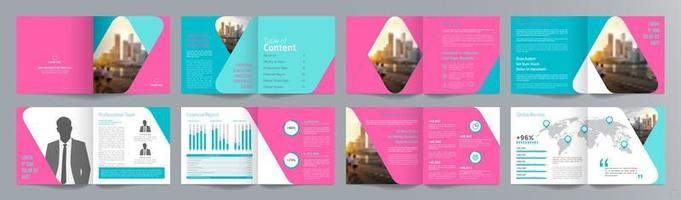 Corporate business presentation guide brochure template, Annual report, 16 page minimalist flat geometric business brochure design template, square size. vector