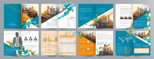 plantilla de folleto de guía de presentación de negocios corporativos, informe anual, plantilla de diseño de folleto de negocios geométrico plano minimalista de 16 páginas, tamaño a4. vector