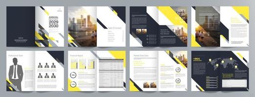 Corporate business presentation guide brochure template, Annual report, 16 page minimalist flat geometric business brochure design template, A4 size. vector