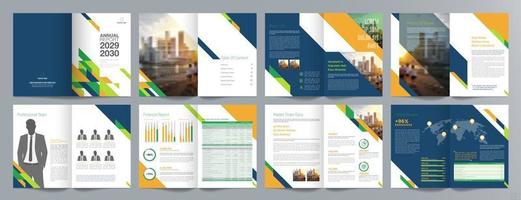 Corporate business presentation guide brochure template, Annual report, 16 page minimalist flat geometric business brochure design template, A4 size. vector