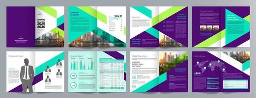 Corporate business presentation guide brochure template, Annual report, 16 page minimalist flat geometric business brochure design template, A4 size. vector