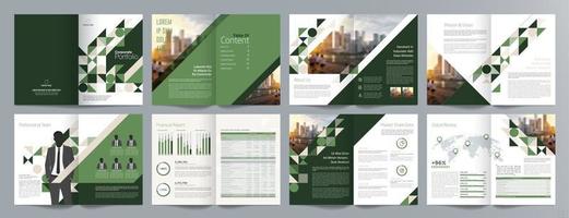 Corporate business presentation guide brochure template, Annual report, 16 page minimalist flat geometric business brochure design template, A4 size. vector