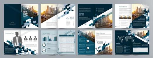 Corporate business presentation guide brochure template, Annual report, 16 page minimalist flat geometric business brochure design template, A4 size. vector