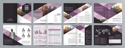 Corporate business presentation guide brochure template, Annual report, 16 page minimalist flat geometric business brochure design template, A4 size. vector