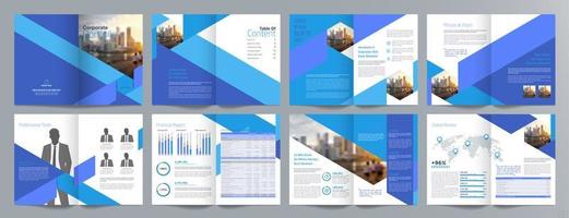 plantilla de folleto de guía de presentación de negocios corporativos, informe anual, plantilla de diseño de folleto de negocios geométrico plano minimalista de 16 páginas, tamaño a4. vector