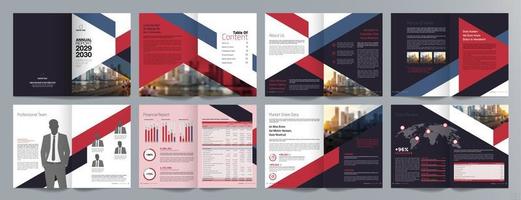 Corporate business presentation guide brochure template, Annual report, 16 page minimalist flat geometric business brochure design template, A4 size. vector