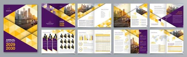 Corporate business presentation guide brochure template, Annual report, 16 page minimalist flat geometric business brochure design template, A4 size. vector