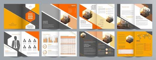 Corporate business presentation guide brochure template, Annual report, 16 page minimalist flat geometric business brochure design template, A4 size. vector