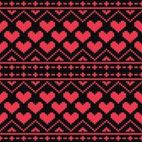 Abstract geometric red heart shape background seamless pattern. vector
