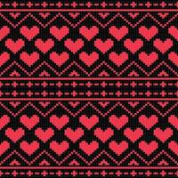 Abstract geometric red heart shape background seamless pattern. vector