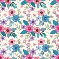 Colorful hand draw flowers seamless pattern vector