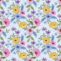 Colorful hand draw flowers seamless pattern vector