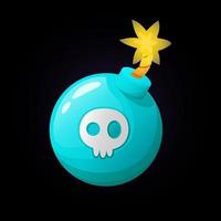 Blue skull bomb in cartoon style vector