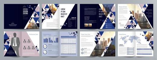 Corporate business presentation guide brochure template, Annual report, 16 page minimalist flat geometric business brochure design template, A4 size. vector