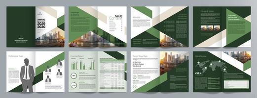 plantilla de folleto de guía de presentación de negocios corporativos, informe anual, plantilla de diseño de folleto de negocios geométrico plano minimalista de 16 páginas, tamaño a4. vector