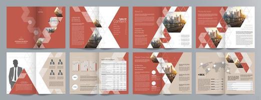 Corporate business presentation guide brochure template, Annual report, 16 page minimalist flat geometric business brochure design template, A4 size. vector