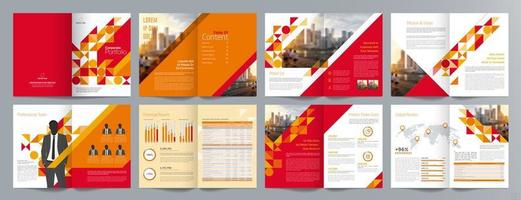 Corporate business presentation guide brochure template, Annual report, 16 page minimalist flat geometric business brochure design template, A4 size. vector