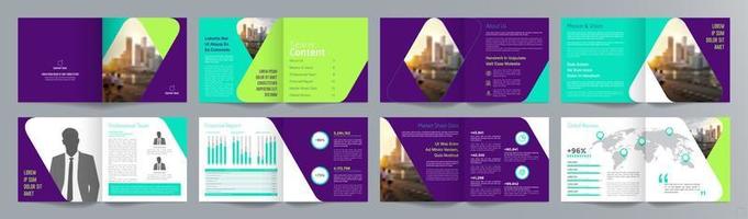 Corporate business presentation guide brochure template, Annual report, 16 page minimalist flat geometric business brochure design template, square size. vector