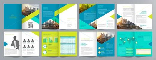 Corporate business presentation guide brochure template, Annual report, 16 page minimalist flat geometric business brochure design template, A4 size. vector