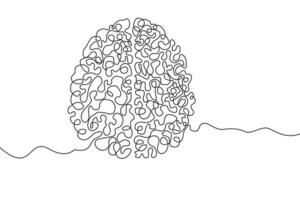 Brain Hand drawn icon continuous line drawing. Human organs Creative abstract art background Trendy concept One single line design. Outline simple image black and white color Vector