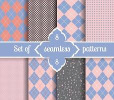 Set rose quartz and serenity geometric Patterns. 2016 colors of the year vector