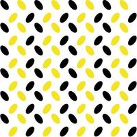 Seamless abstract pattern with geometric round shapes. Vector background design. Yellow, black color on white. Paper, cloth, fabric, cloth, dress, napkin, cover, bed printing, gift, present concept.