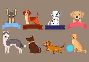 Ilustración de vector de dibujos animados de mascota de perros de estilo plano lindo. aislado en el fondo. pasos vectoriales 10.