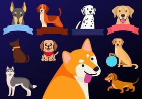 Cute flat style dogs pet cartoon vector illustration. Isolated on background. Vector eps 10.