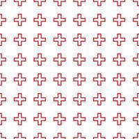 Abstract seamless pattern with red outline crosses on white background. Modern Swiss design in bauhaus style vector