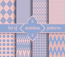 Set rose quartz and serenity geometric Patterns. 2016 colors of the year vector