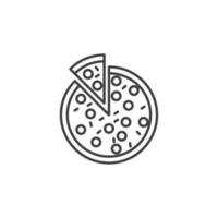 el signo vectorial del símbolo de la pizza está aislado en un fondo blanco. color de icono de pizza editable. vector