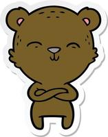 sticker of a happy confident cartoon bear vector