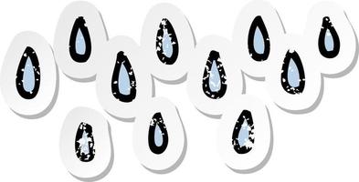 distressed sticker of a cartoon rain vector