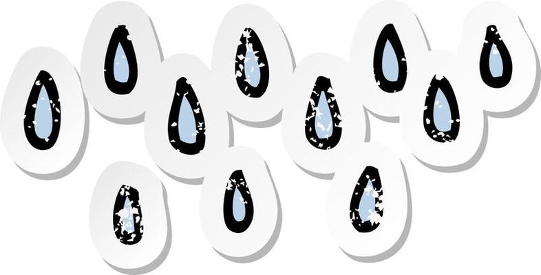 distressed sticker of a cartoon rain