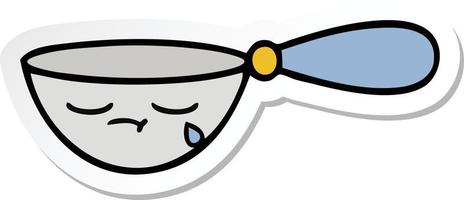 sticker of a cute cartoon measuring spoon vector