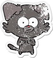 distressed sticker of a nervous dog cartoon vector