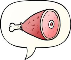 cooked cartoon leg of meat and speech bubble in smooth gradient style vector