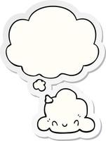 cartoon cloud and thought bubble as a printed sticker vector