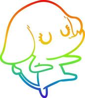 rainbow gradient line drawing cute cartoon elephant vector