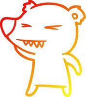 warm gradient line drawing angry polar bear cartoon vector