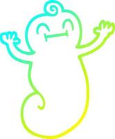 cold gradient line drawing cartoon happy ghost vector