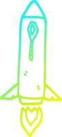 cold gradient line drawing cartoon space rocket vector