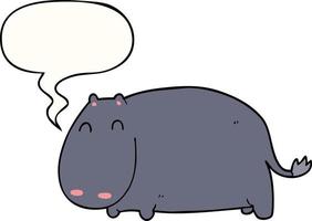 cartoon hippo and speech bubble vector