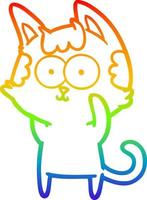 rainbow gradient line drawing happy cartoon cat vector