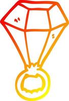 warm gradient line drawing cartoon red ruby ring vector
